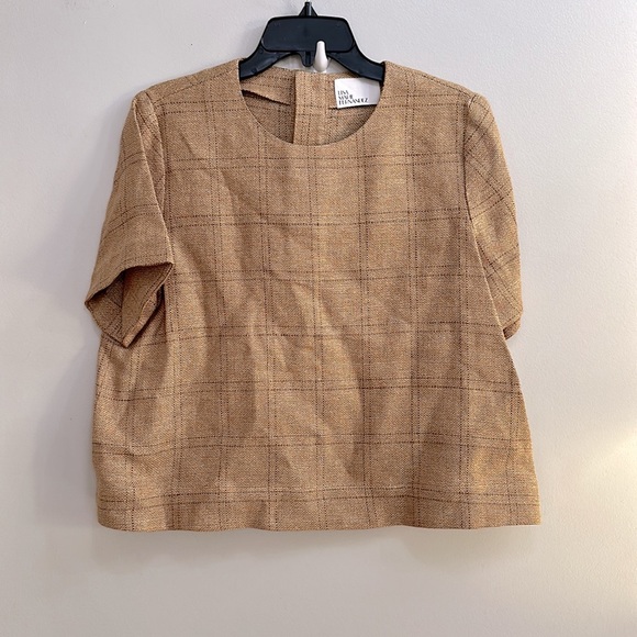 lisa marie fernandez natural windowpane basketweave linen trapeze t-shirt - Picture 3 of 6